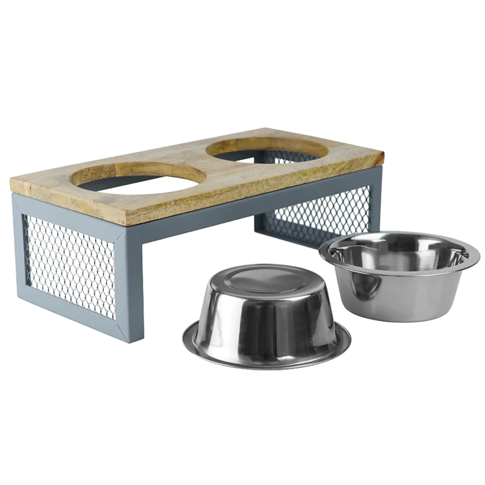 Pawpourri Wooden Top Mesh Diner for Dogs and Cats (Wooden Brown)
