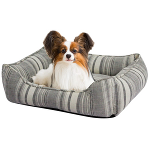 Pawpourri Ultra Soft Bolster Yarn Dyed Cuddler Bed for Dogs and Cats (Grey)