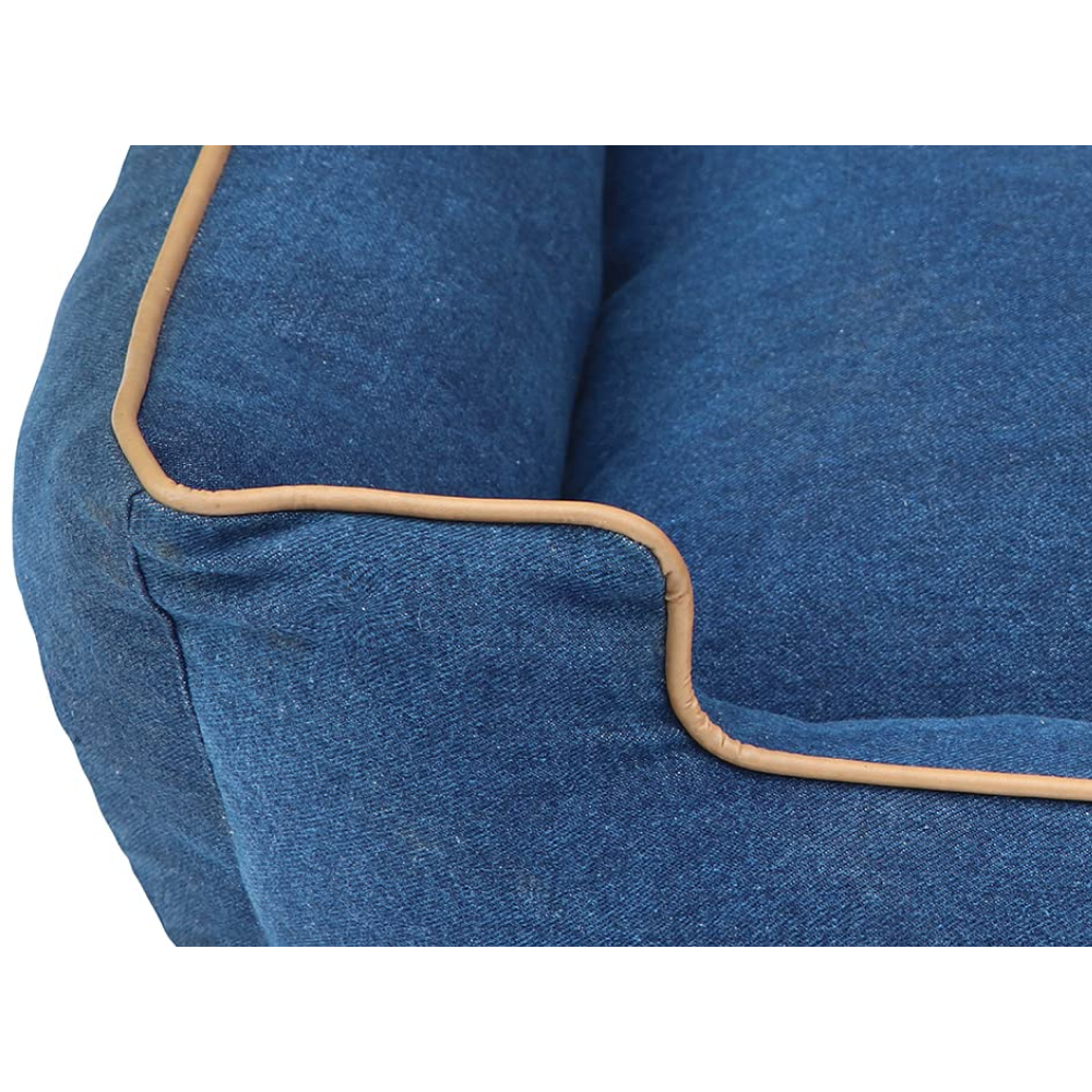 Pawpourri Ultra Soft Bolster Denim Cuddler Bed for Dogs and Cats (Blue)