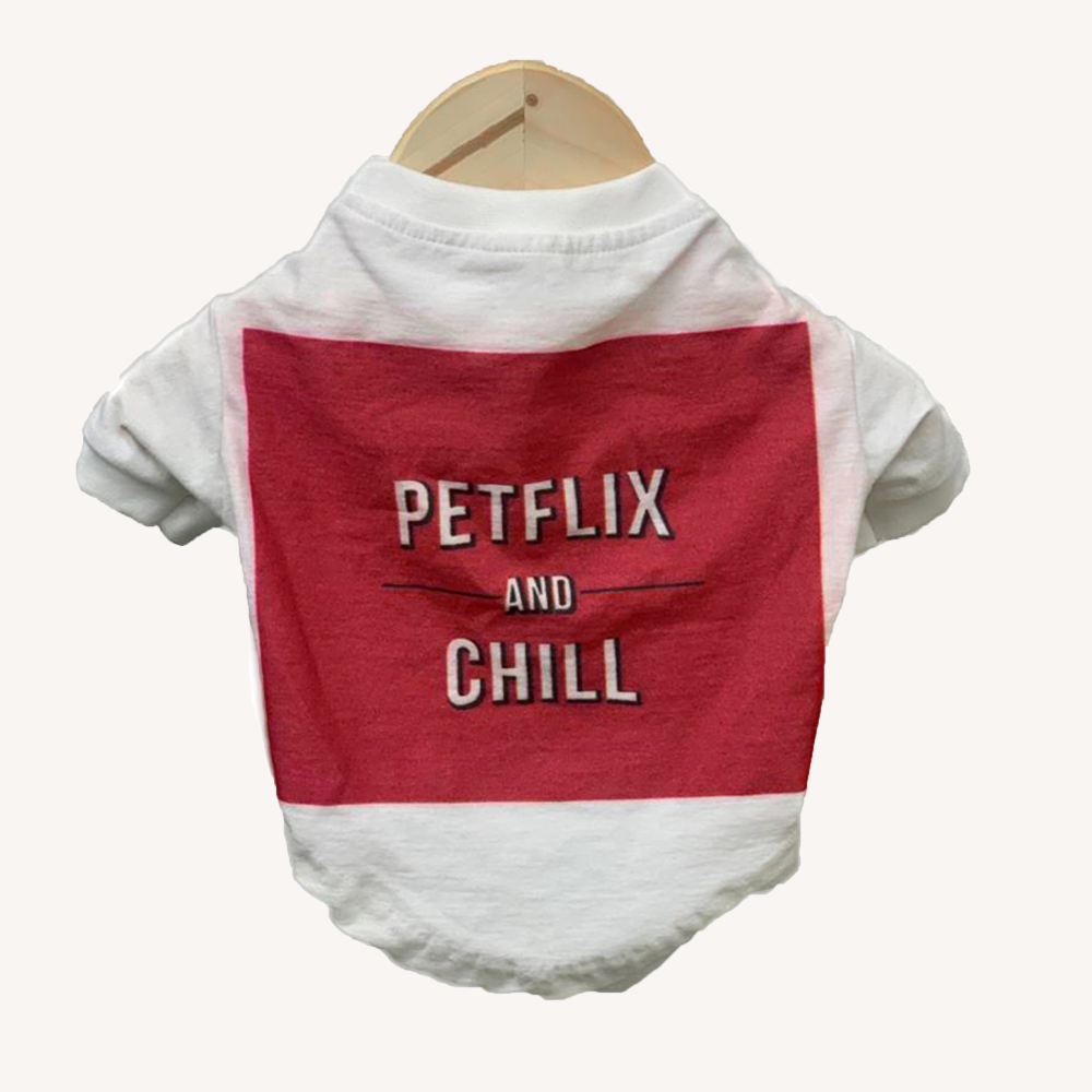 The Papaw Cartel Petflix and Chill Tshirt for Dogs (White) Dogs-Clothing & Accessories The Papaw Cartel Dropship
