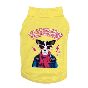 The Papaw Cartel I AM My Own Muse Turtle Neck Tshirt for Dogs (Yellow)