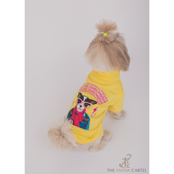 The Papaw Cartel I AM My Own Muse Turtle Neck Tshirt for Dogs (Yellow)