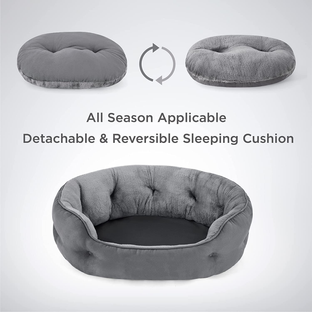 Royal Pets Cart Reversible Oval Bed for Dogs and Cats (Grey)