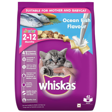 Whiskas Ocean Fish and Tuna in Jelly Kitten Dry and Wet Food Combo