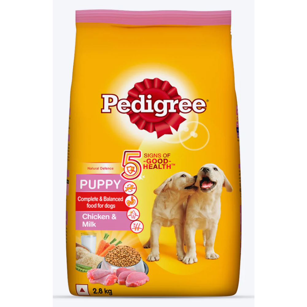 Pedigree Chicken and Milk and Chicken Chunks in Gravy Puppy Dry and Wet Food Combo
