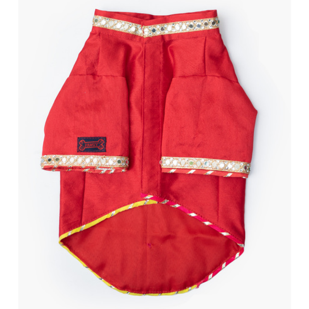 Pawgypets Raw Silk Sherwani for Dogs and Cats (Red) Both-Clothing & Accessories Pawgypets Dropship
