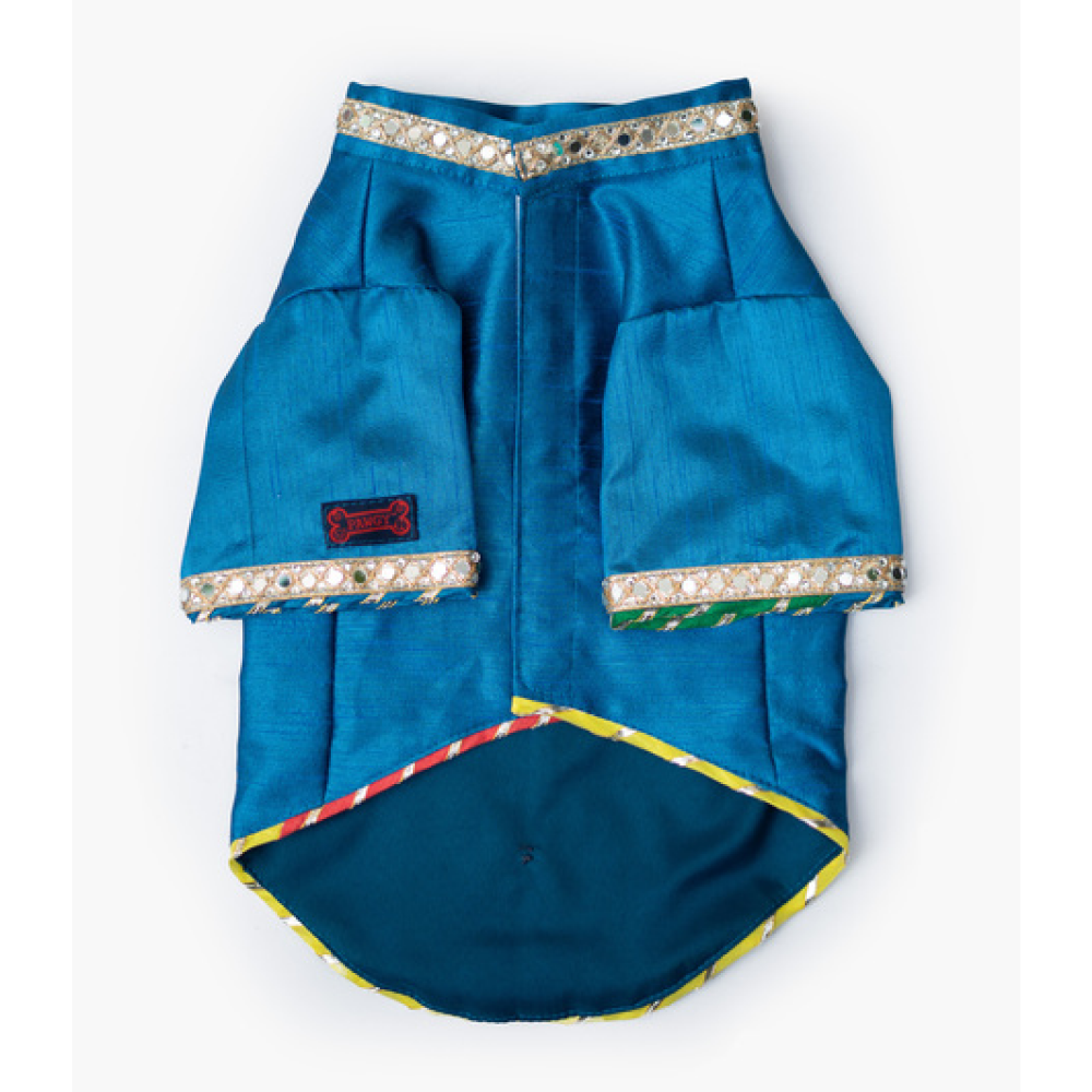 Pawgypets Raw Silk Sherwani for Dogs and Cats (Blue) Both-Clothing & Accessories Pawgypets Dropship