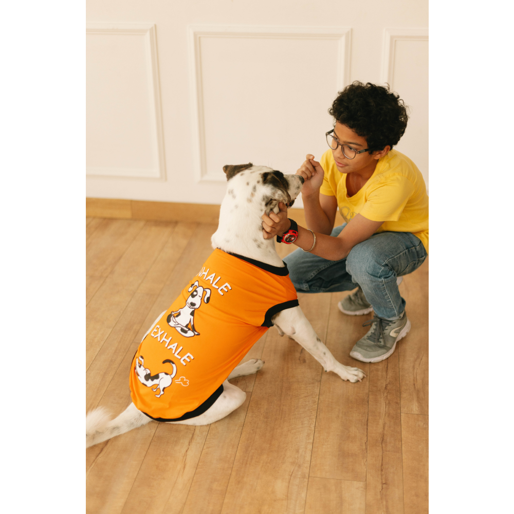 Pet Set Go Inhale Exhale T-shirt for Dogs (Orange)