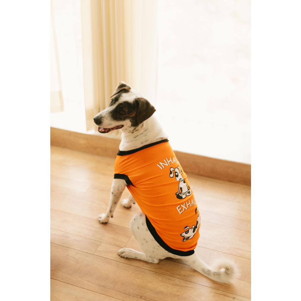 Pet Set Go Inhale Exhale T-shirt for Dogs (Orange)