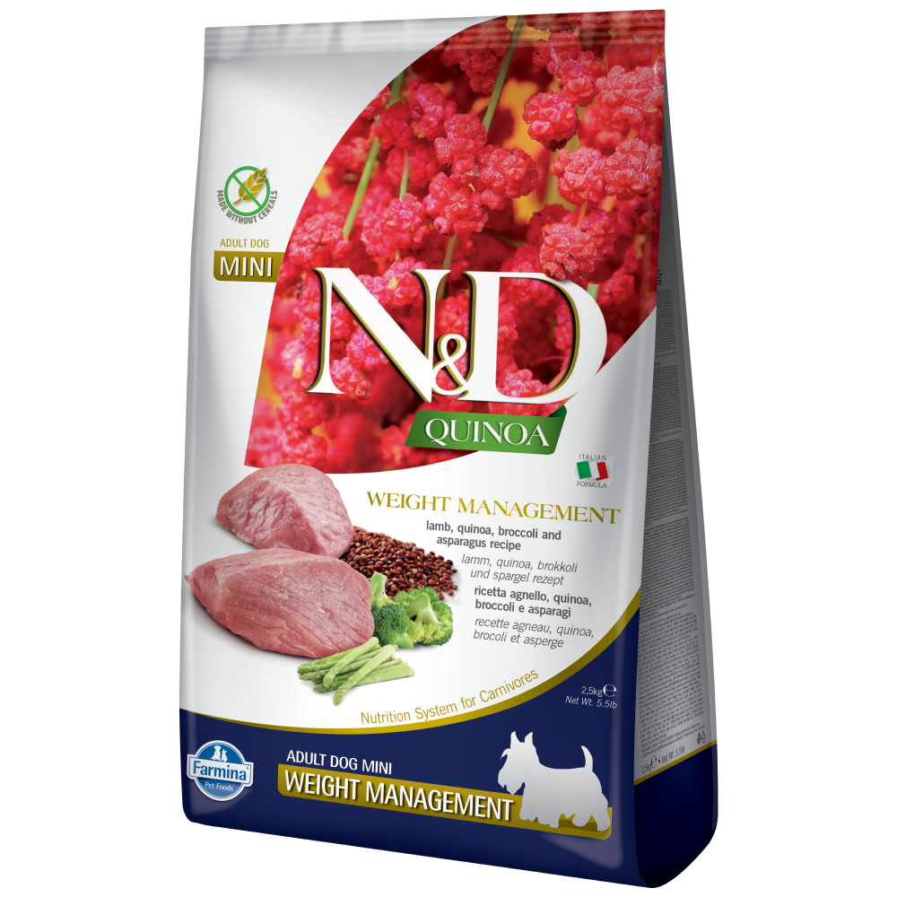 Farmina N&D Quinoa Lamb Weight Management Grain Free Adult Mini Dog Dry Food Dogs- Dry Food Farmina N&D 2.5kg