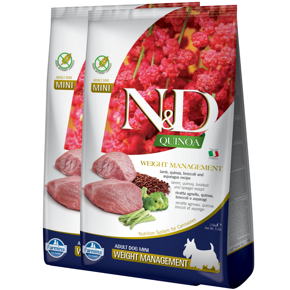 Farmina N&D Quinoa Lamb Weight Management Grain Free Adult Mini Dog Dry Food Dogs- Dry Food Farmina N&D 5kg (2x2.5kg)