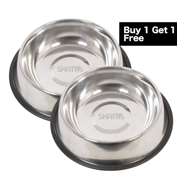 Skatrs Anti Skid Stainless Steel Bowl for Dogs and Cats (Buy 1 Get 1)