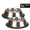 Skatrs Anti Skid Stainless Steel Striped Bowl for Dogs and Cats (Buy 1 Get 1) Both-Bowls & Feeders Skatrs Pack of 2