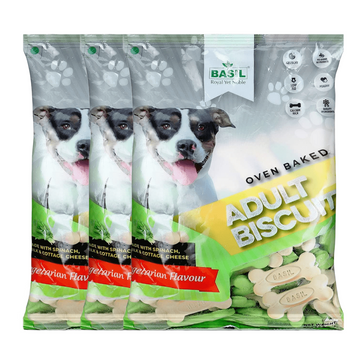 Basil Veg Bone Shaped Adult Dog Biscuits