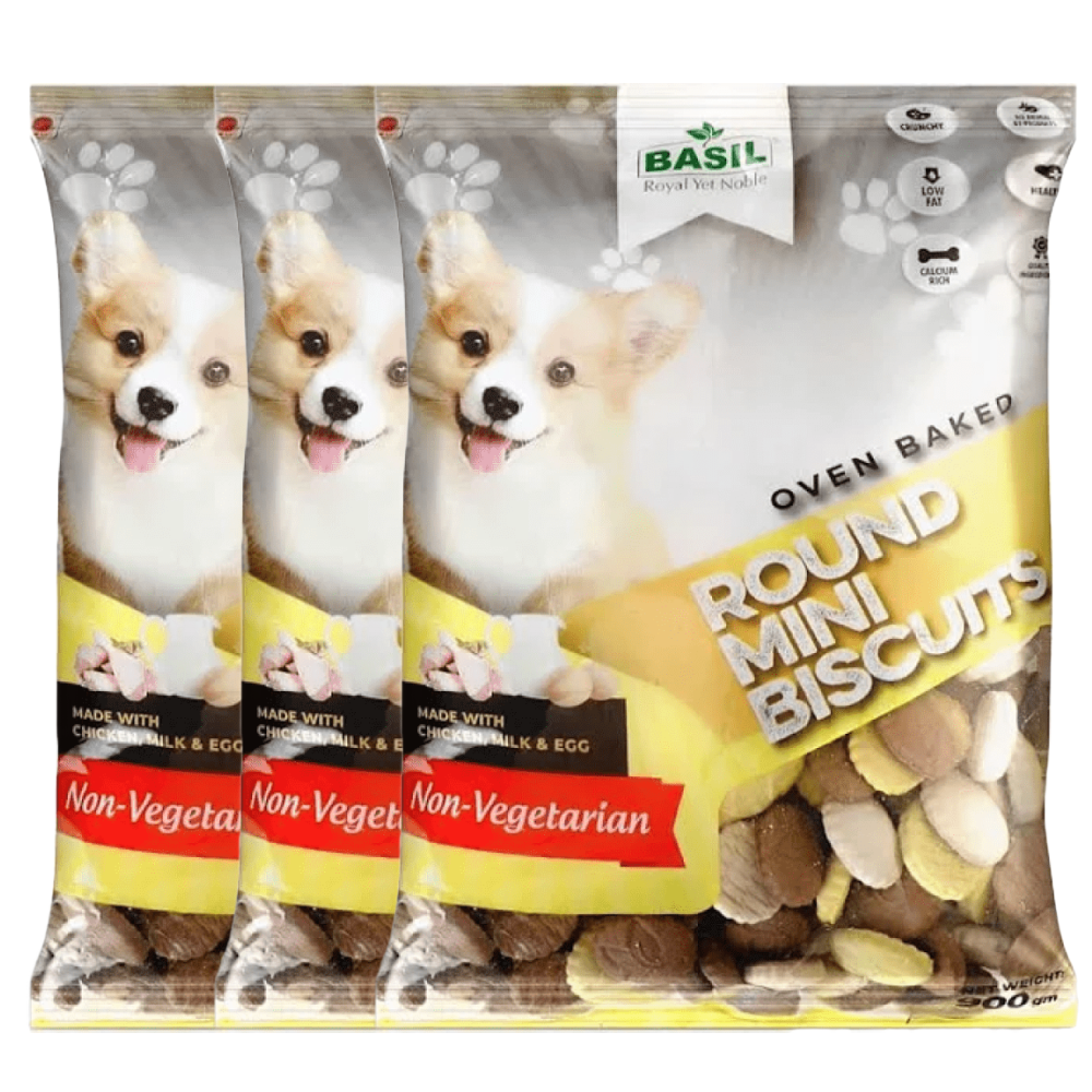 Basil Non Veg Round Shaped Puppy Biscuits