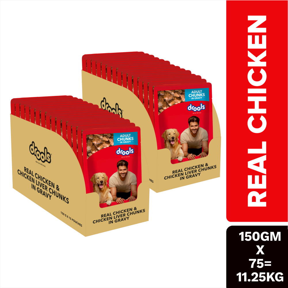 Drools Real Chicken & Chicken Liver Chunks in Gravy Adult Dog Wet Food