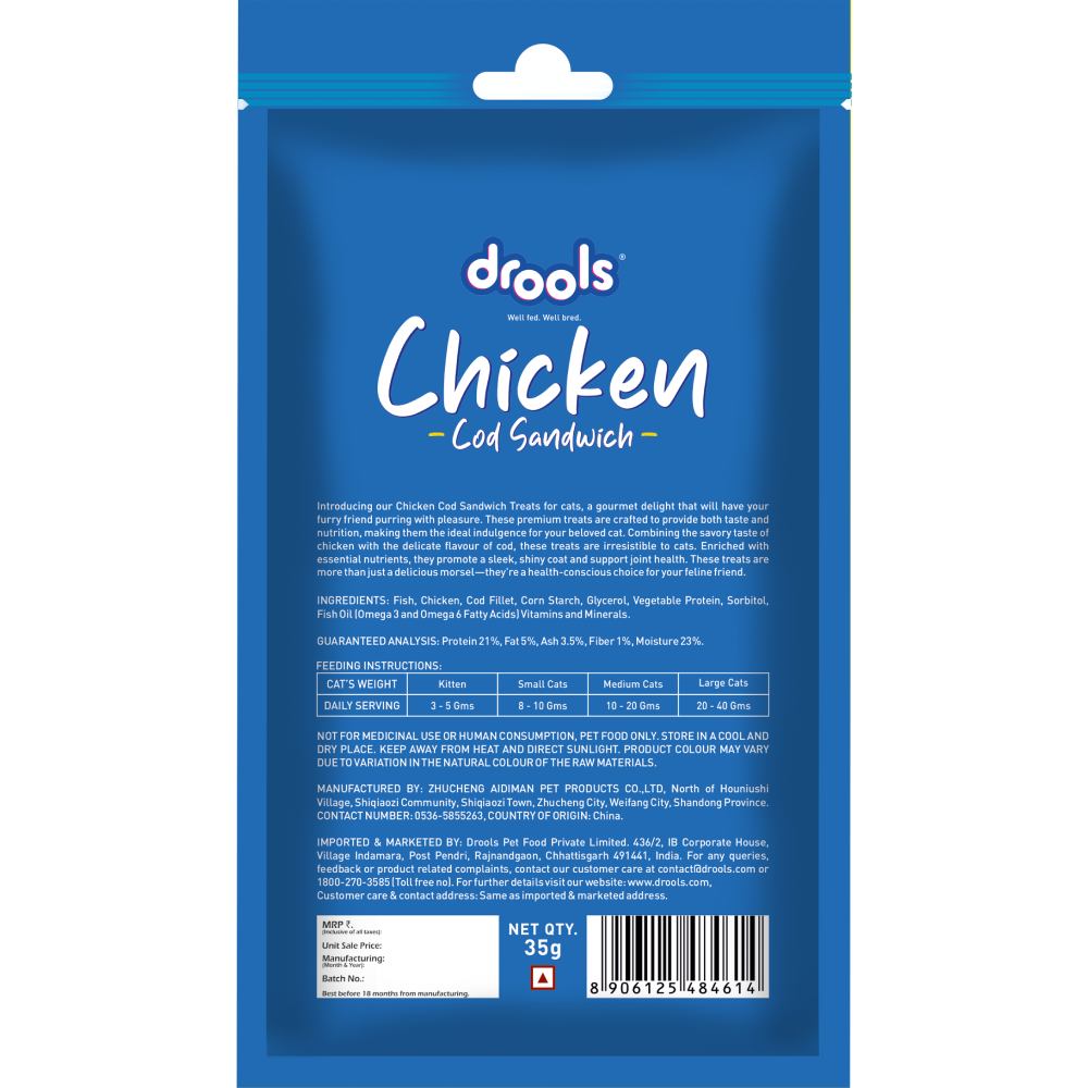 Drools Chicken Cod Sandwich Cat Treats Cats-Treats & Others Drools