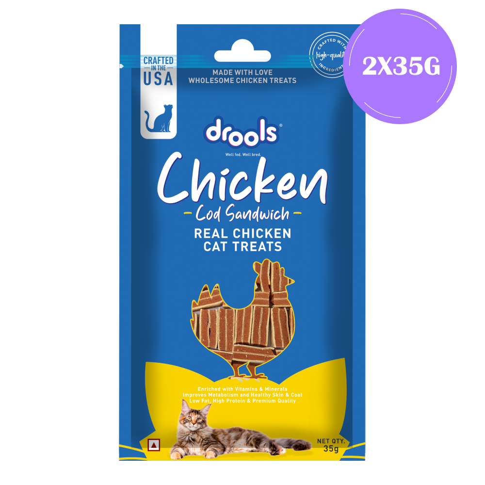 Cat Eat Cod Buy Drools Chicken Cod Sandwich Cat Treats Online | Supertails