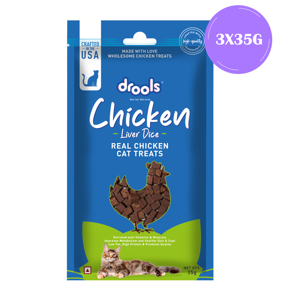 Drools Chicken Liver Dice Cat Treats Cats-Treats & Others Drools 3x35g