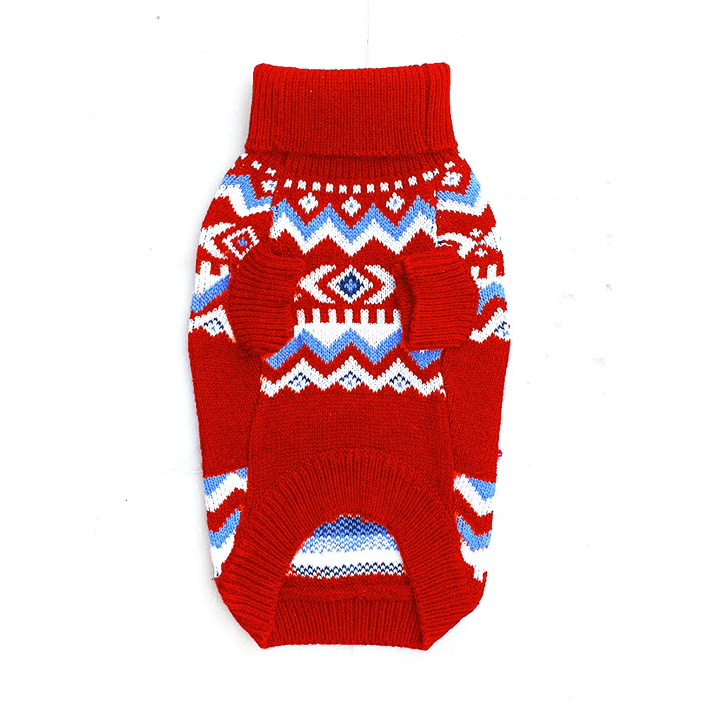 Dogobow Aztec Knit Sweater for Dogs and Cats (Red) (Get a Bow Free) Both-Clothing & Accessories Dogobow Dropship
