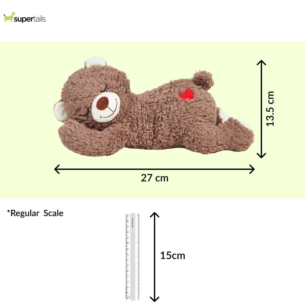 Barkbutler x Fofos Cuddle Bear Heart Beat Toy for Dogs | For Medium Chewers (Brown) Dogs-Toys Barkbutler