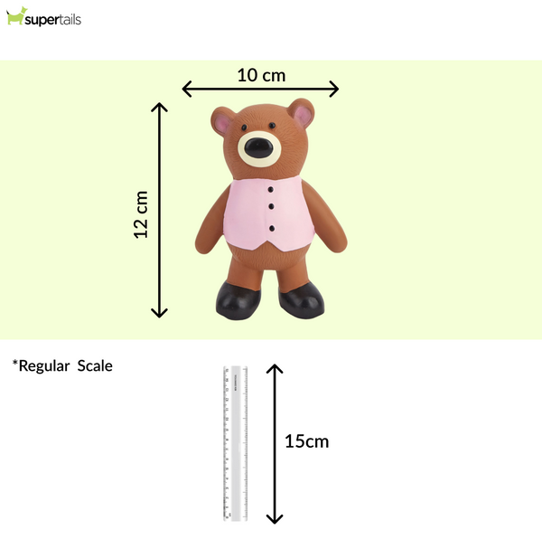 Barkbutler x Fofos Latex Bear Squeaky Toy for Dogs (Brown)