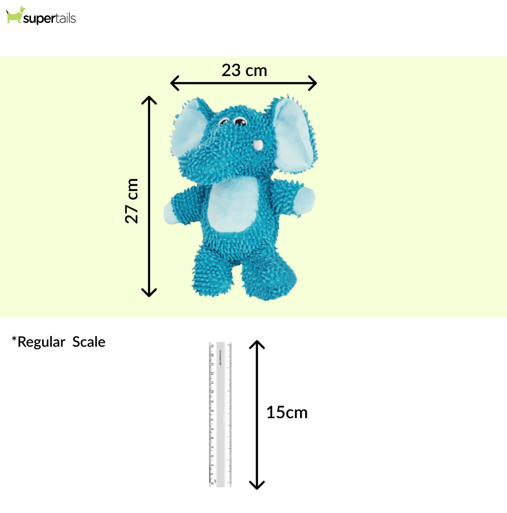 Barkbutler x Fofos Elephant Tough Squeaky Toy for Dogs | For Medium Chewers (Blue)
