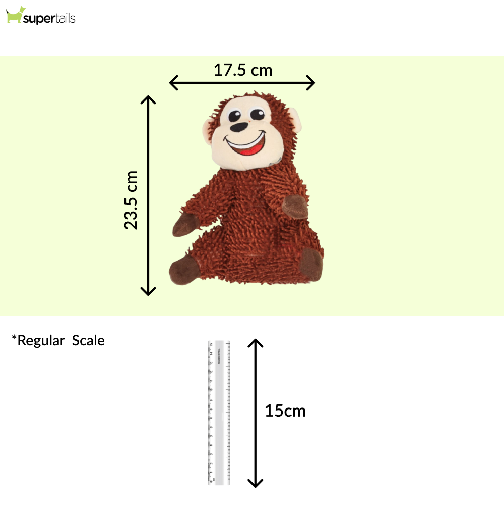 Barkbutler x Fofos Monkey Tough Squeaky Toy for Dogs | For Medium Chewers (Brown) Dogs-Toys Barkbutler