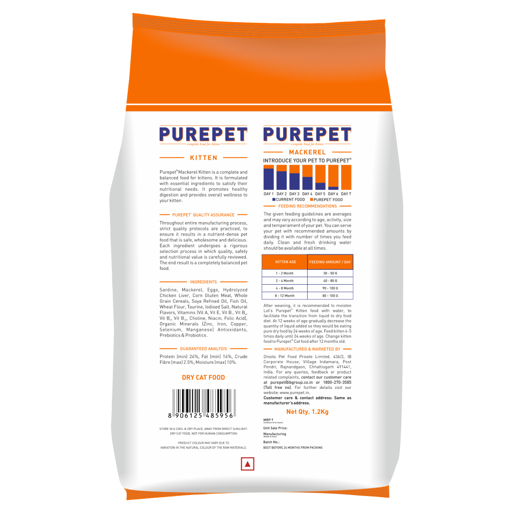 Purepet Mackerel Kitten Cat Dry Food Cats- Dry food Purepet