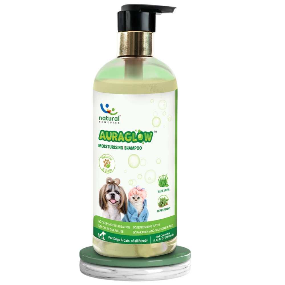 Natural Remedies Auraglow Moisturizing Shampoo for Dogs and Cats Both-Grooming Supplies Natural Remedies 350mL