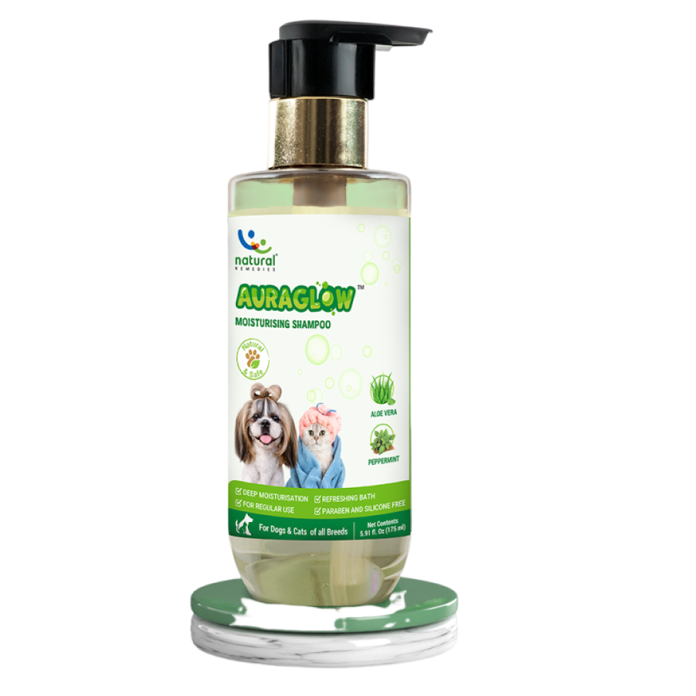 Natural Remedies Auraglow Moisturizing Shampoo for Dogs and Cats Both-Grooming Supplies Natural Remedies 175mL