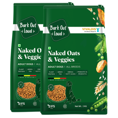 Bark Out Loud Naked Oats & Veggies, Veg Adult Dog Dry Food Dogs- Dry Food Bark Out Loud 4kg (2x2kg)