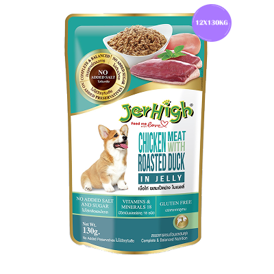 JerHigh Chicken with Roasted Duck in Jelly Wet Dog Food (Limited Stocks) Dogs-Wet Food Jerhigh 12x130g