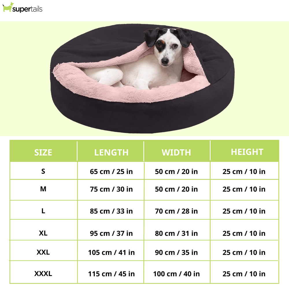 Fluffy Petslover Calming Anti Anxiety Hooded Fabric Bed with Attached Blanket for Dogs and Cats (Black) Both-Bedding, Mats & Travel Supplies Fluffy's