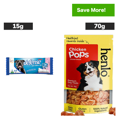 Gnawlers Defense Dent Dental Care Chew Bones and Henlo Chicken Pops Dog Treats Combo Dog Treats + Others Exclusive Combo 15g+70g