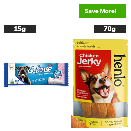 Gnawlers Defense Dent Dental Care Chew Bones and Henlo Chicken Jerky Dog Treats Combo Dog Treats + Others Exclusive Combo 15g+70g