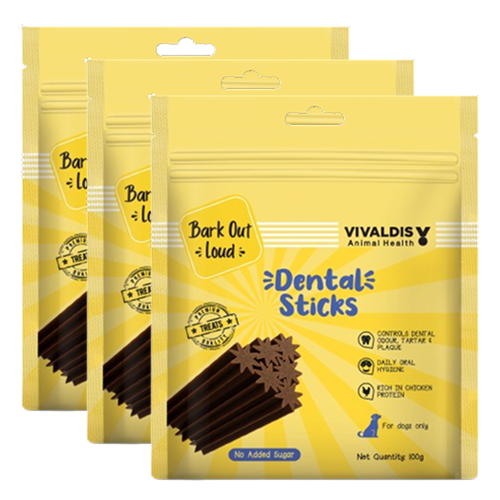 Bark Out Loud by Vivaldis Dental Sticks Dog Treats Dog Treats + Others Bark Out Loud 3x100g