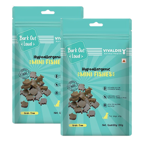 Bark Out Loud by Vivaldis Mini Fishes Grain Free & Hypoallergenic Dog Treats Sample Bark Out Loud