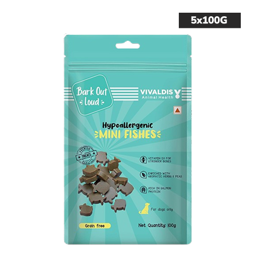 Bark Out Loud by Vivaldis Mini Fishes Grain Free & Hypoallergenic Dog Treats Sample Bark Out Loud