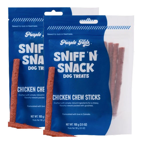 Purple Tails Sniff N Snack Chicken Chew Sticks Dog Treat