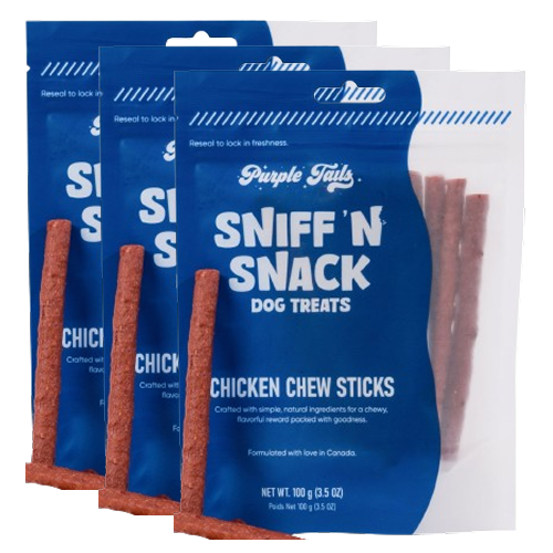 Purple Tails Sniff N Snack Chicken Chew Sticks Dog Treat