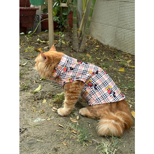 Pawgypets Mickey Check Sando for Cats (Beige) Cats-Clothing & Accessories Pawgypets Dropship