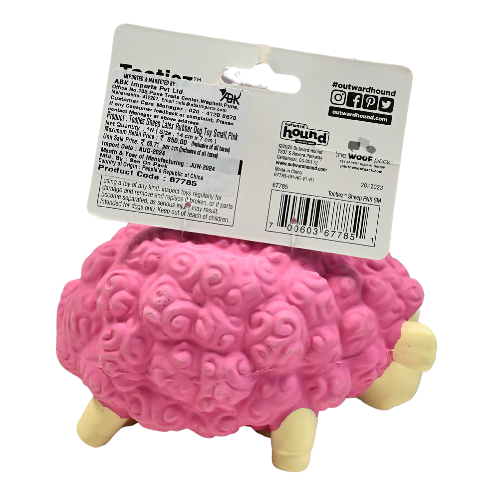 Outward Hound Tootiez Sheep Latex Rubber Toy for Dogs (Pink) Dogs-Toys Petstages