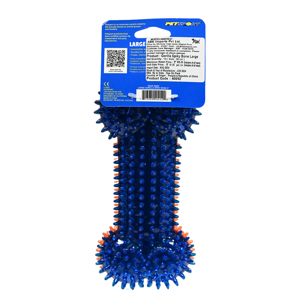 Petsport Gorilla Spiky Bone Toy for Dogs (Blue & Red)