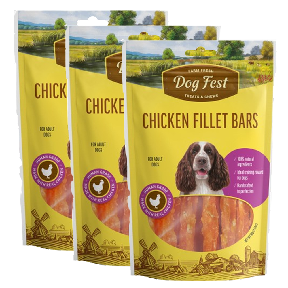 Dogfest Chicken Fillet Bar Dog Treats Dog Treats + Others Petfest 3x90g