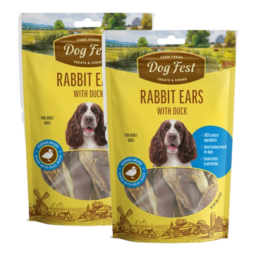 Dogfest Rabbit Ears with Duck Dog Treats Dog Treats + Others Petfest 2x90g