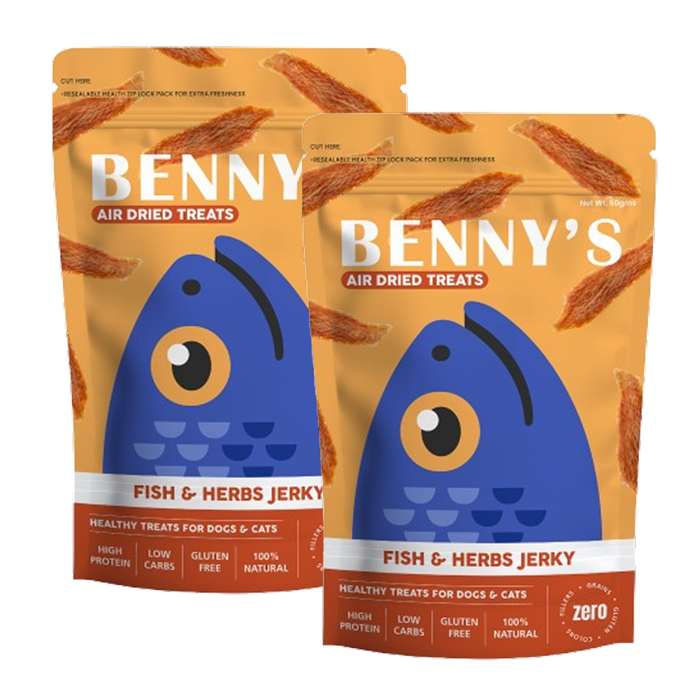 Bennys Bowl Fish and Herbs Jerky Dog Treats Dog Treats + Others Bennys Bowl 2x50g