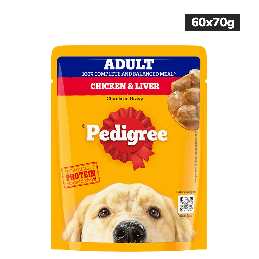 Pedigree Chicken and Liver Chunks in Gravy Adult Dog Wet Food (70g)