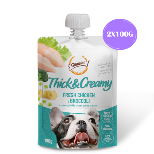 Gnawlers Chicken and Broccoli Thick and Creamy Dog Treats Dog Treats + Others Gnawlers 2x100g