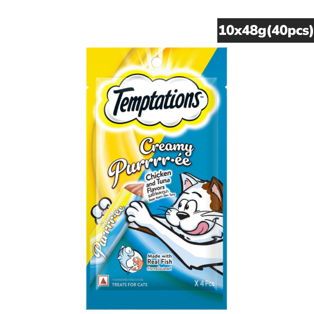 Temptations Creamy Purrrr ee Chicken & Tuna Cat Treats Cats-Treats & Others Temptations 10x48g(40pcs)